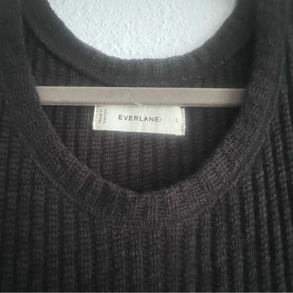 Everlane The Rib-Knit Cap-Sleeve Midi Dress Size L Black EUC - Picture 9 of 16